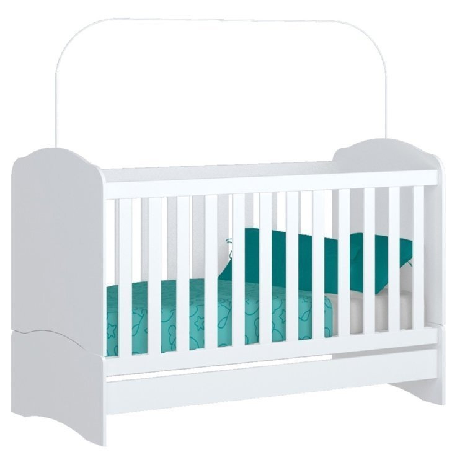 Encontraproduto.com.br - Quarto de Bebê Completo Cômoda 5 Gavetas com Berço 3 em 1 Abracadabra Espresso Móveis Branco