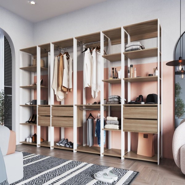 Encontraproduto.com.br - Módulo Para Closet Com Gavetas E Cabideiro 183X45X40Cm Prodecor Branco/Montana
