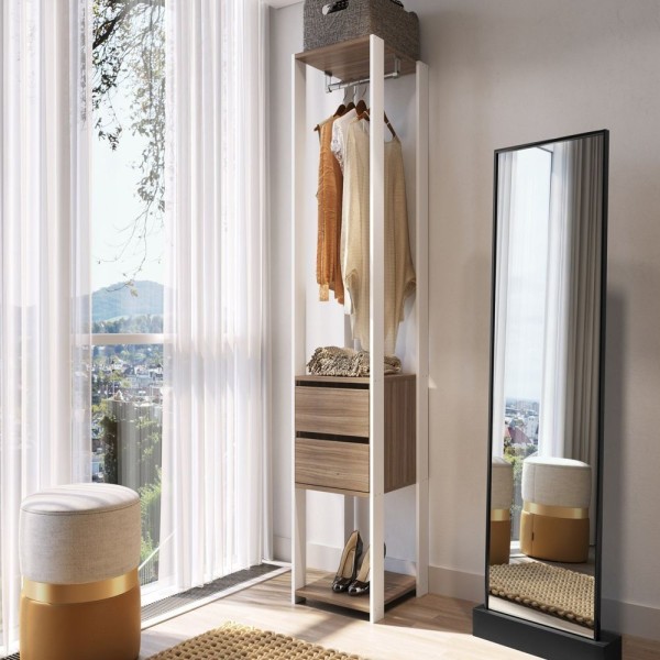 Encontraproduto.com.br - Módulo Para Closet Com Gavetas E Cabideiro 183X45X40Cm Prodecor Branco/Montana