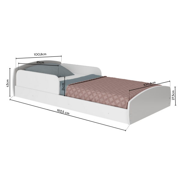 Encontraproduto.com.br - Cama Infantil Montessoriana Com Proteção Lateral Aurora Movelbras Branco/Fumê