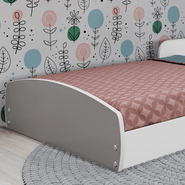 Encontraproduto.com.br - Cama Infantil Montessoriana Com Proteção Lateral Aurora Movelbras Branco/Fumê