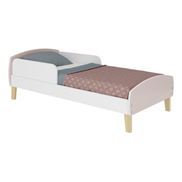 Encontraproduto.com.br - Cama Infantil Montessoriana Com Proteção Lateral Aurora Movelbras Branco/Fumê