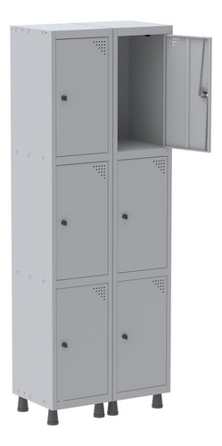 Encontraproduto.com.br - Armário Roupeiro 6 Portas Aço Grp 502/6 Pandin Móveis Cinza