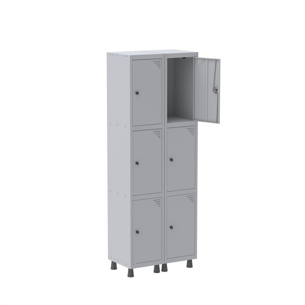 Encontraproduto.com.br - Armário Roupeiro 6 Portas Aço Grp 502/6 Pandin Móveis Cinza