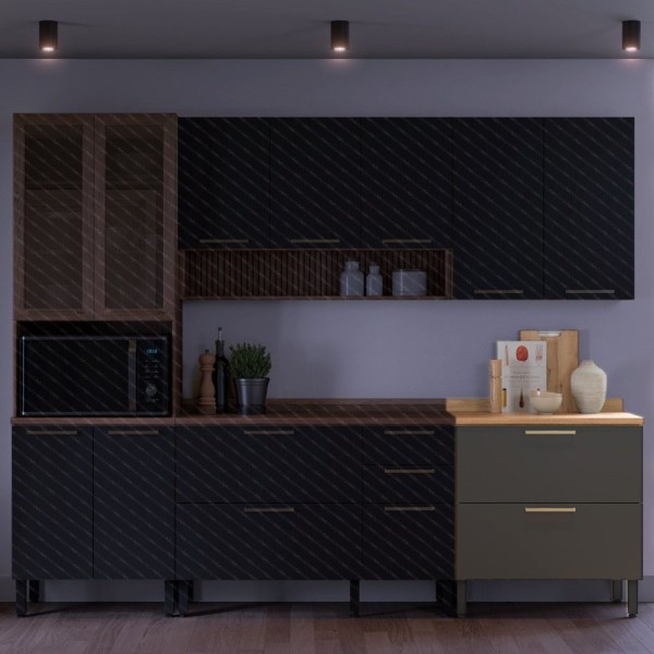 Encontraproduto.com.br - Balcão De Cozinha 80Cm Com Tampo 2 Portas Avelã Thela Mel/Grafite