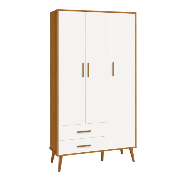 Encontraproduto.com.br - Guarda Roupa Infantil  3 Portas 2 Gavetas Isis Móveis Reller Branco/Savana