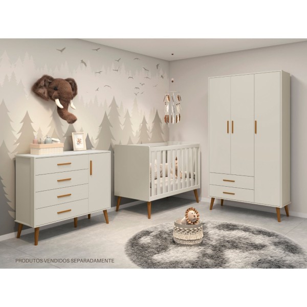 Encontraproduto.com.br - Cômoda Sapateira Infantil 4 Gavetas 1 Porta Isis Móveis Reller Areia