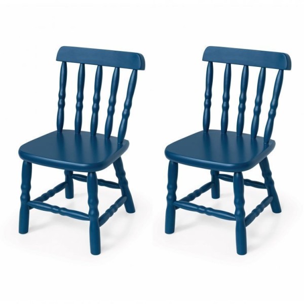 Encontraproduto.com.br - Conjunto Infantil Mesa 68x52cm com 2 Cadeiras Madeira Maciça Ecomóveis Branco/Azul