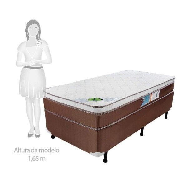 Encontraproduto.com.br - Cama Box Solteiro Molas Ensacadas Pillow Euro Caribe  88x188x67cm Marrom/Creme