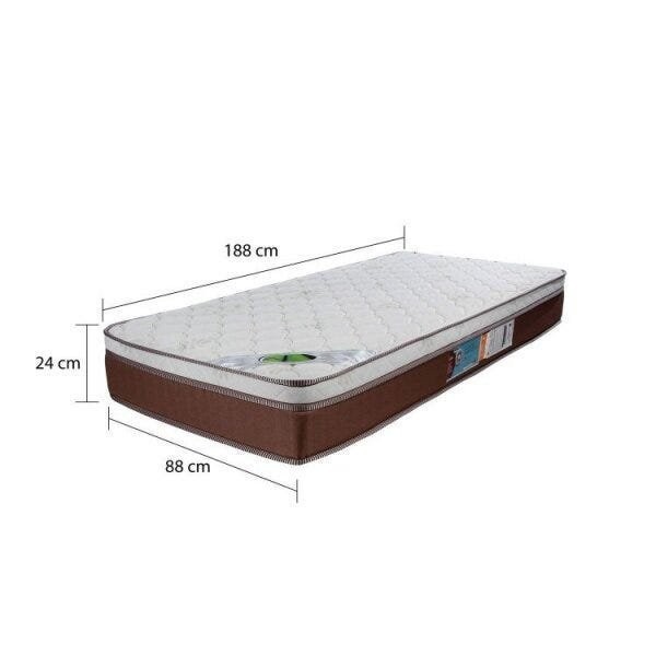 Encontraproduto.com.br - Cama Box Solteiro Molas Ensacadas Pillow Euro Caribe  88x188x67cm Marrom/Creme