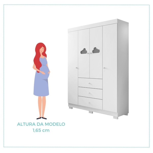 Encontraproduto.com.br - Conjunto De Quarto Infantil Guarda-Roupas E Cômoda Ane Phoenix Baby Branco