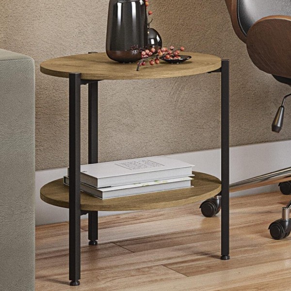 Encontraproduto.com.br - Mesa de Centro Industrial com 1 Prateleira Freijó/Preto Fosco