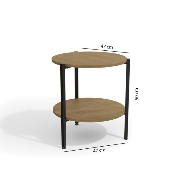 Encontraproduto.com.br - Mesa de Centro Industrial com 1 Prateleira Freijó/Preto Fosco