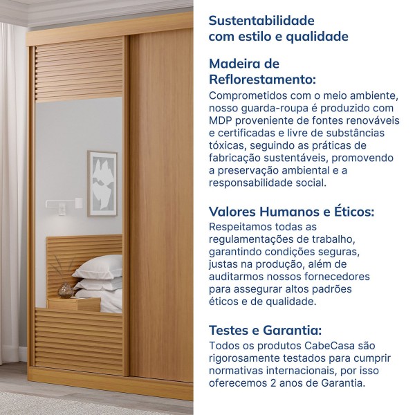 Encontraproduto.com.br - Guarda-Roupa Solteiro 2 Portas 1 Porta com Espelho Samambaia CabeCasa MadeiraMadeira Carvalho