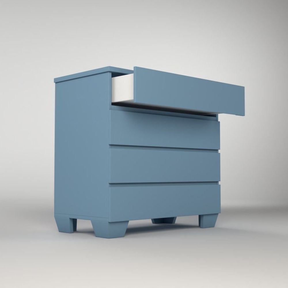Encontraproduto.com.br - Quarto De Bebê Completo Berço 2 Em 1 Com Cômoda 4 Gavetas Nest Timber Azul