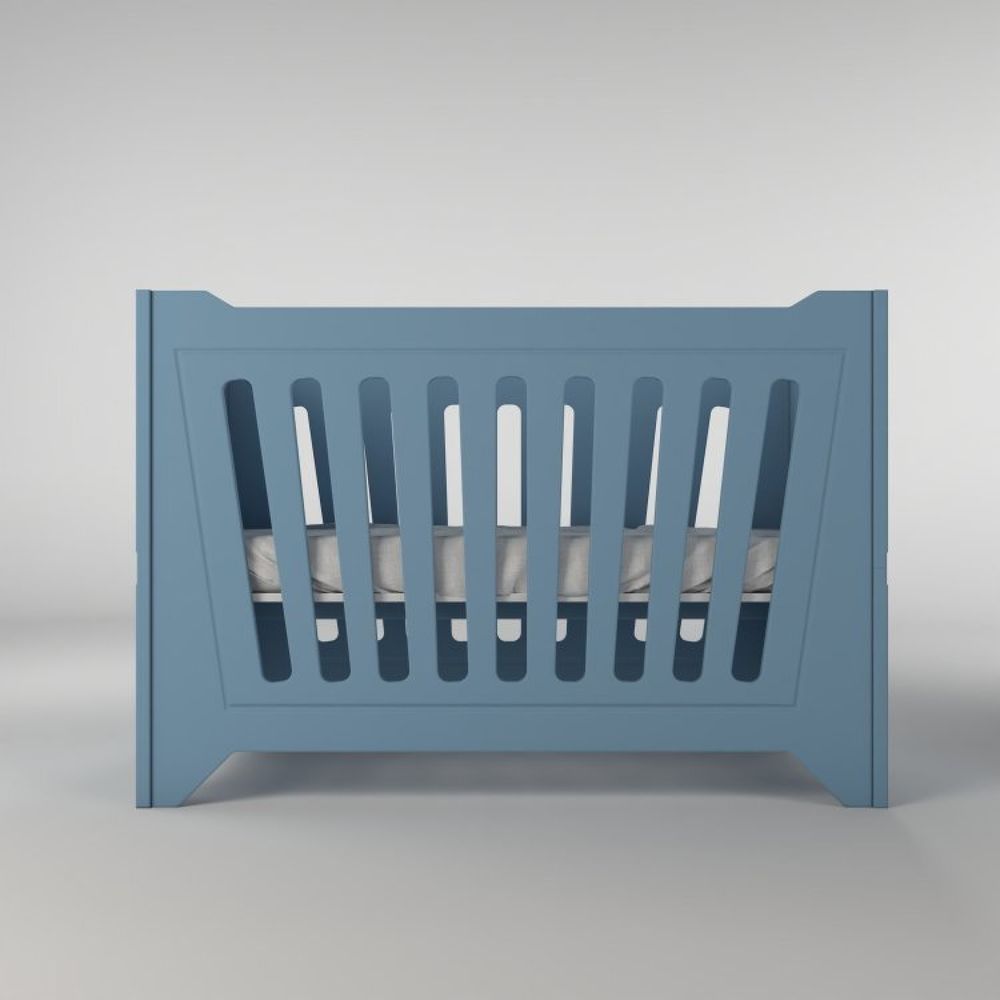 Encontraproduto.com.br - Quarto De Bebê Completo Berço 2 Em 1 Com Cômoda 4 Gavetas Nest Timber Azul
