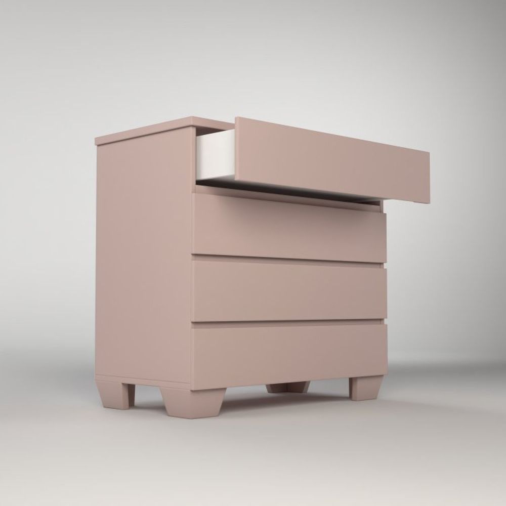 Encontraproduto.com.br - Quarto De Bebê Completo Berço 2 Em 1 Com Cômoda 4 Gavetas Nest Timber Rosa