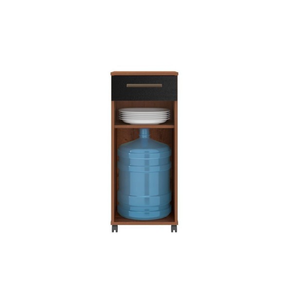 Encontraproduto.com.br - Armário Multiuso Com Rodizio 1 Porta 1 Gaveta Clean Natura/Preto