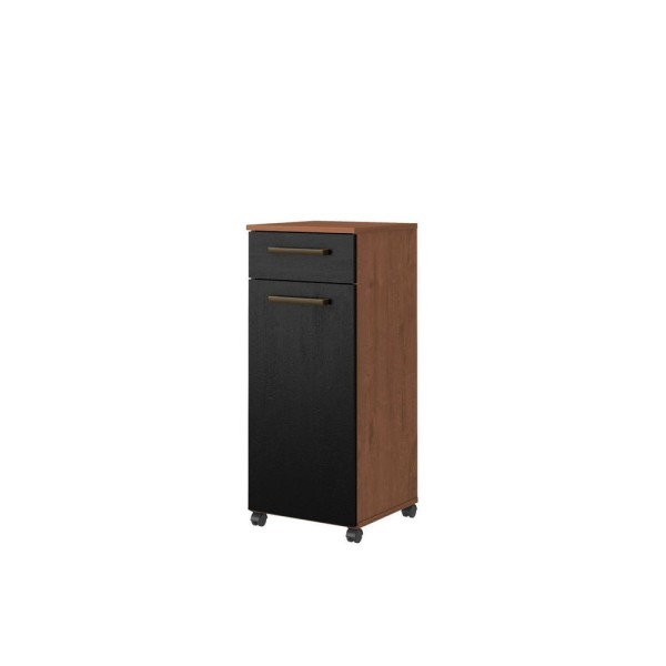 Encontraproduto.com.br - Armário Multiuso Com Rodizio 1 Porta 1 Gaveta Clean Natura/Preto