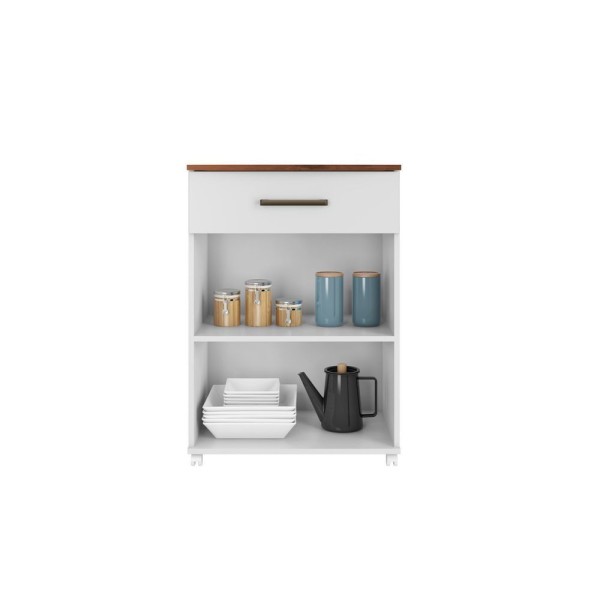 Encontraproduto.com.br - Armário Multiuso Com Rodízio 2 Porta 1 Gaveta Primor Branco/Natura