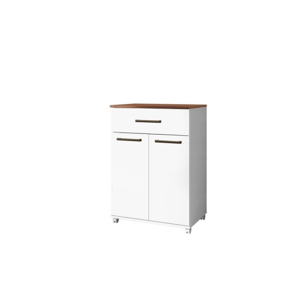 Encontraproduto.com.br - Armário Multiuso Com Rodízio 2 Porta 1 Gaveta Primor Branco/Natura