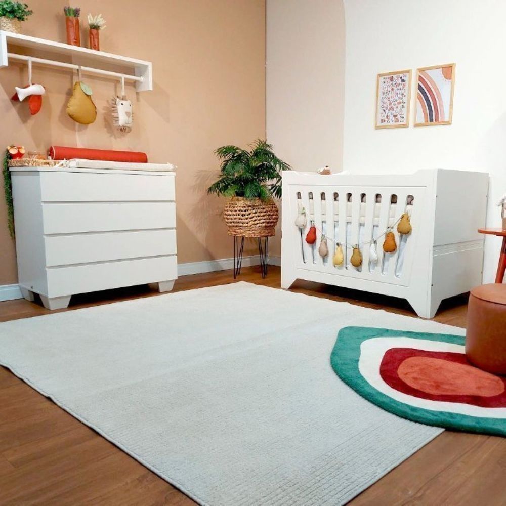 Quarto De Bebê Completo Berço 2 Em 1 Com Cômoda 4 Gavetas Nest Branco
