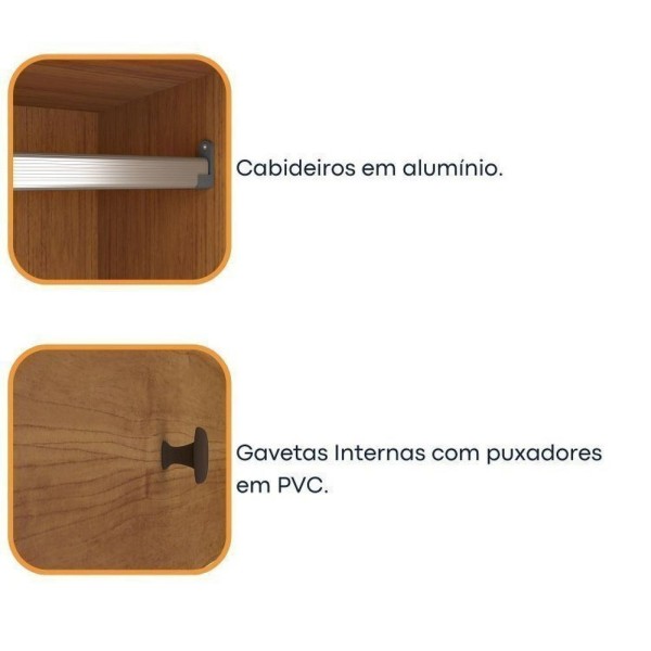 Encontraproduto.com.br - Quarto Casal Com Roupeiro 6 Portas Olimpo, Cama E Mesa De Cabeceira Tcil Móveis Cinamomo/Cinamomo