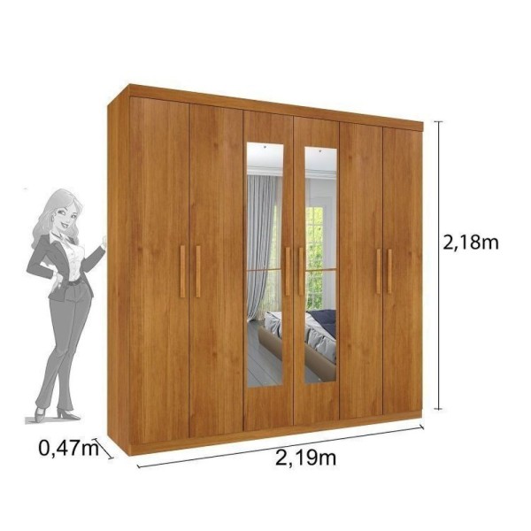 Encontraproduto.com.br - Quarto Casal Com Roupeiro 6 Portas Olimpo, Cama E Mesa De Cabeceira Tcil Móveis Cinamomo/Cinamomo