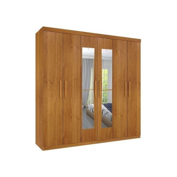 Encontraproduto.com.br - Quarto Casal Com Roupeiro 6 Portas Olimpo, Cama E Mesa De Cabeceira Tcil Móveis Cinamomo/Cinamomo