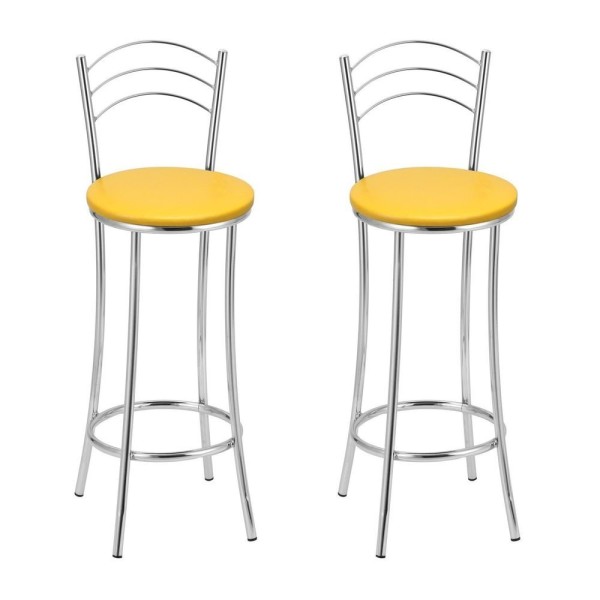 Kit 2 Banquetas Cromadas Bc26-b A105 Cromado/amarelo