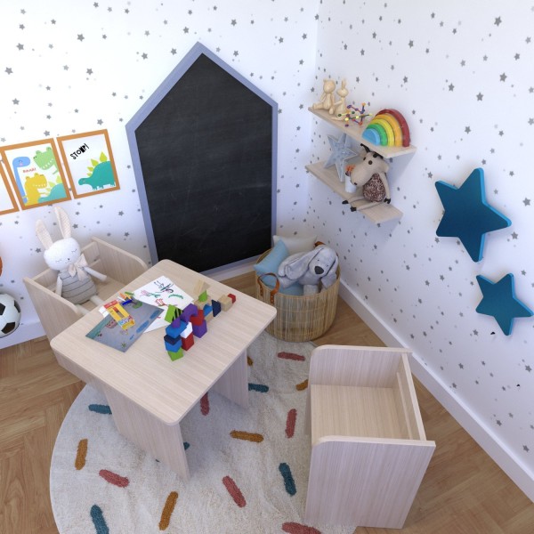 Encontraproduto.com.br - Conjunto Infantil com 1 Mesa e 2 Banquetas Geneve
