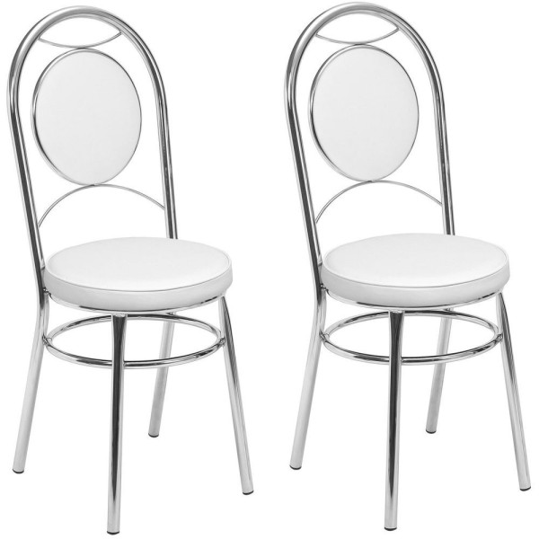 Kit 2 Cadeiras Cromadas Cc10 A102 Debrum Cromado-branco
