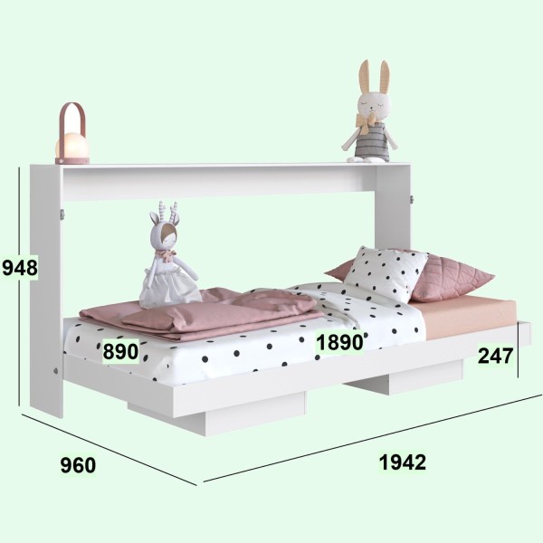 Encontraproduto.com.br - Cama Infantil/Juvenil Articulável Horizontal Solteiro Duda Branco