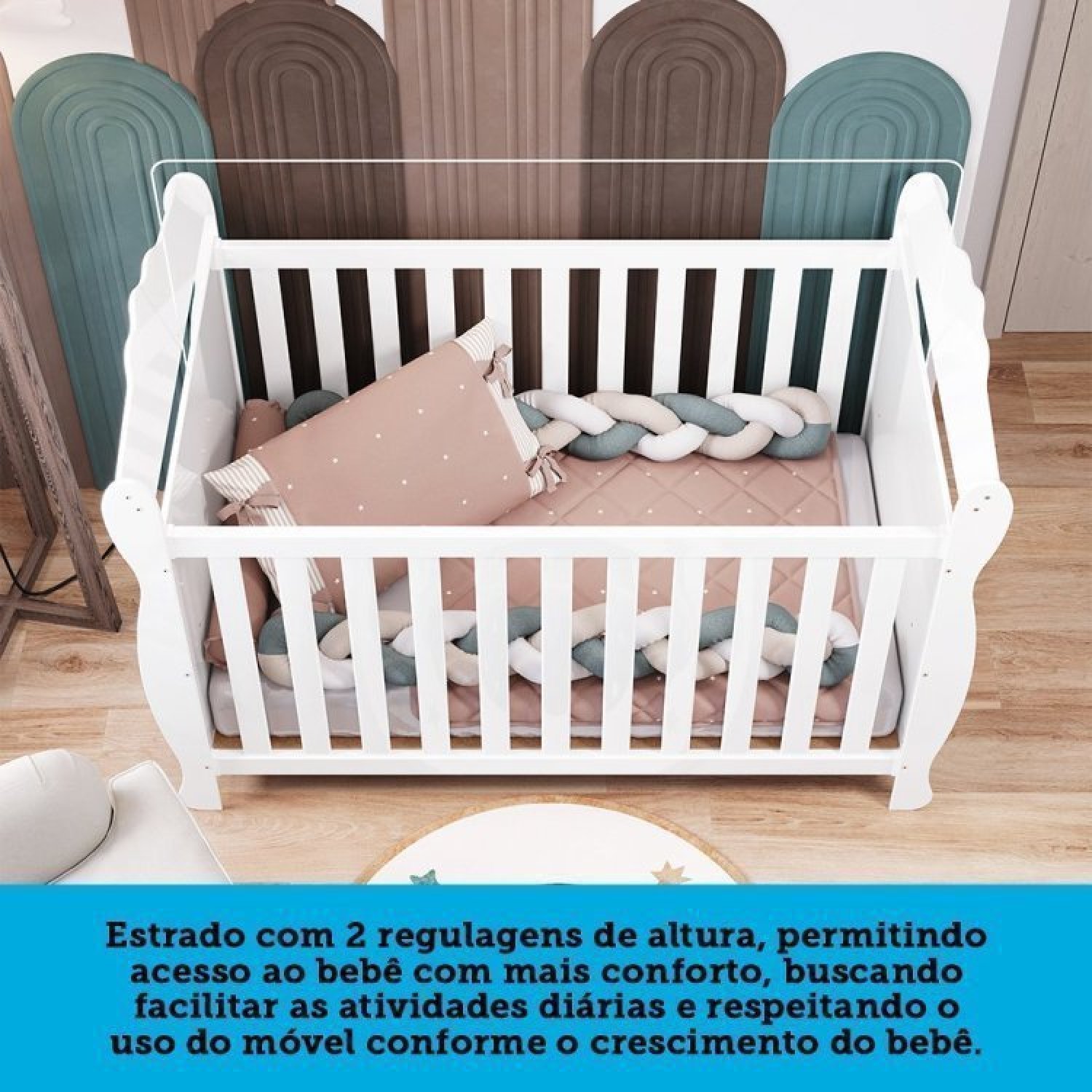 Encontraproduto.com.br - Quarto De Bebê Guarda Roupa Com Janelas Retangulo E Berço Americano Cocada Espresso Móveis Branco Brilho