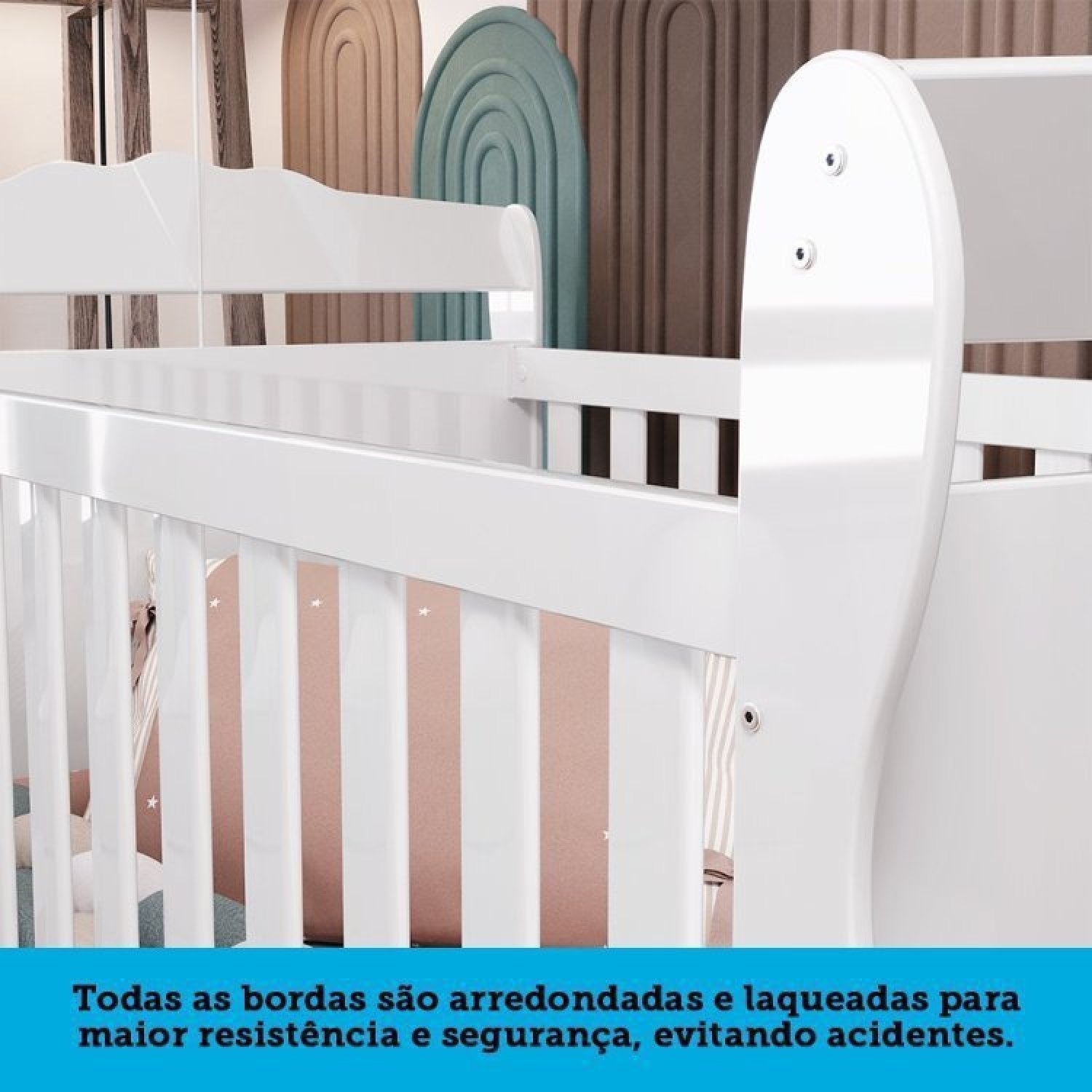 Encontraproduto.com.br - Quarto de Bebê com Berço Americano e Cômoda 1 Porta Cocada Espresso Móveis Branco Brilho