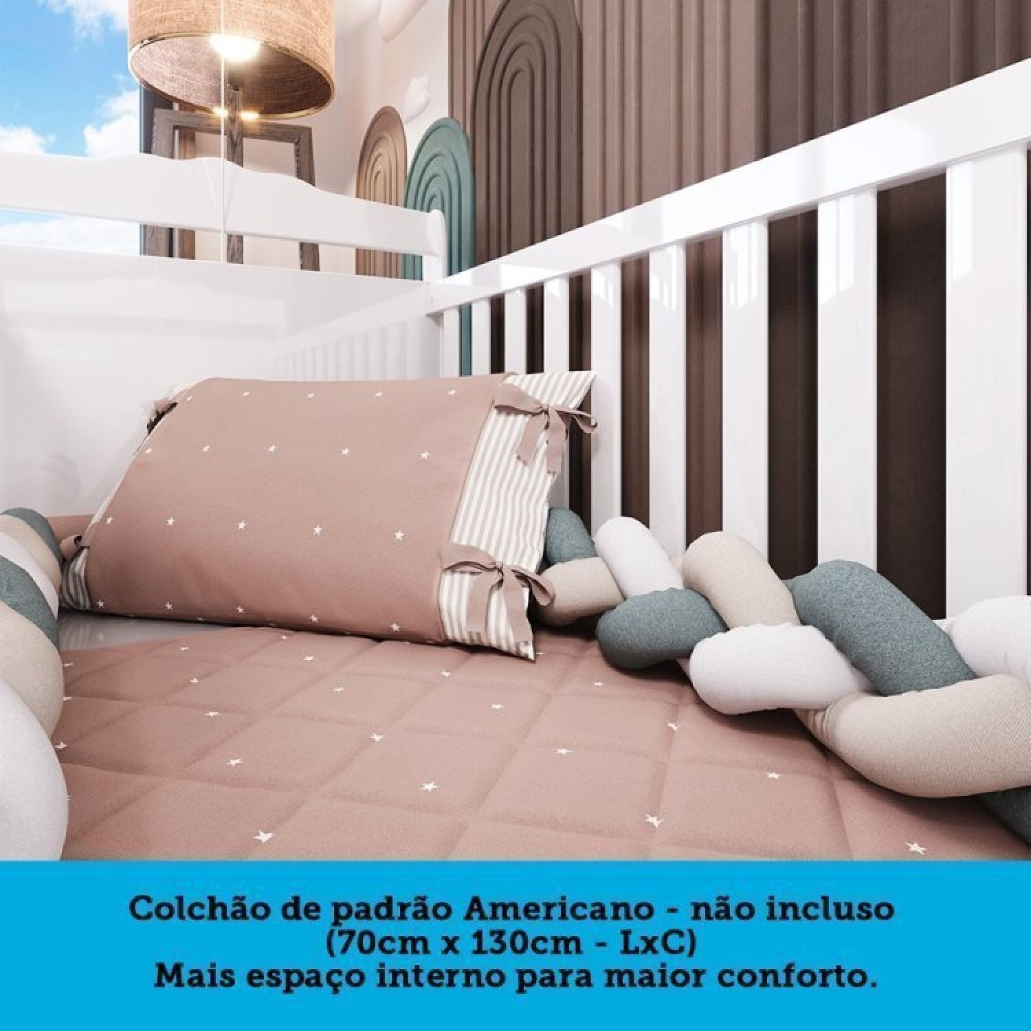 Encontraproduto.com.br - Quarto de Bebê com Berço Americano e Cômoda 1 Porta Cocada Espresso Móveis Branco Brilho