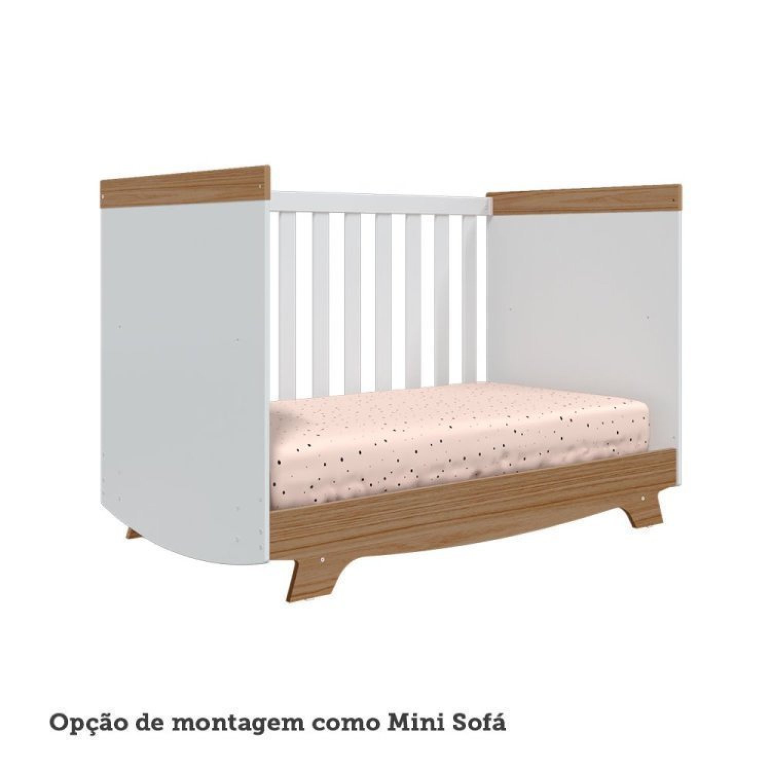 Encontraproduto.com.br - Quarto de Bebê Berço Americano e Cômoda com Janelas Retangulo Kakau Retrô Espresso Móveis Branco Brilho / Carvalho
