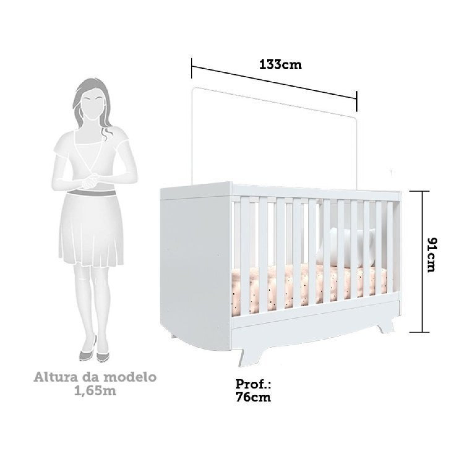 Encontraproduto.com.br - Quarto de Bebê com Berço Americano e Cômoda 1 Porta Kakau Retrô Espresso Móveis Branco Brilho