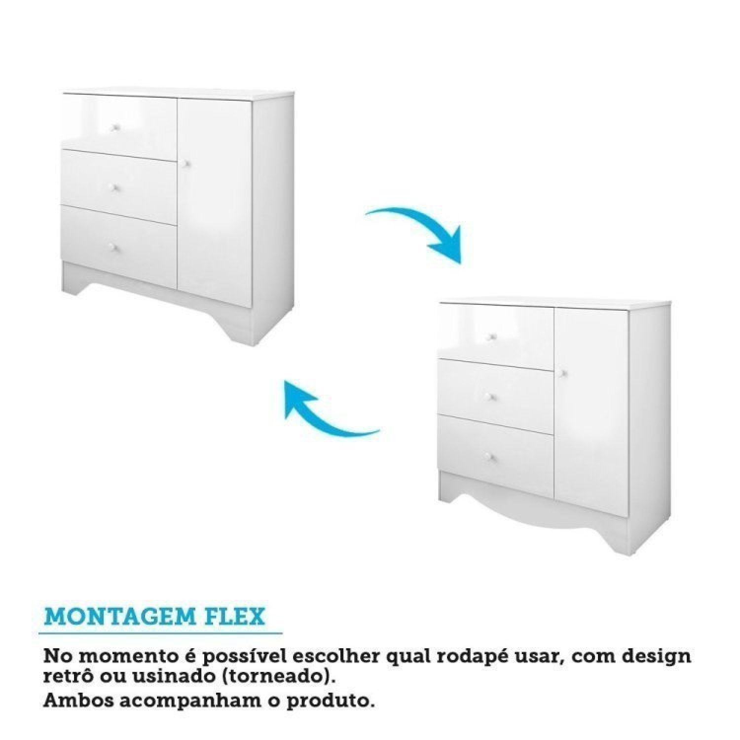 Encontraproduto.com.br - Quarto de Bebê com Berço Americano e Cômoda 1 Porta Kakau Retrô Espresso Móveis Branco Brilho