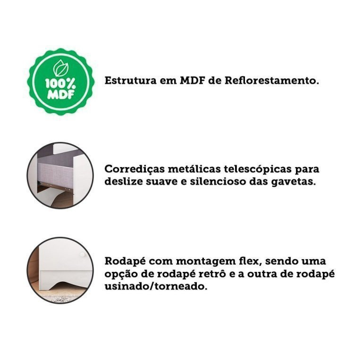 Encontraproduto.com.br - Quarto de Bebê com Berço Americano e Cômoda 1 Porta Kakau Retrô Espresso Móveis Branco Brilho