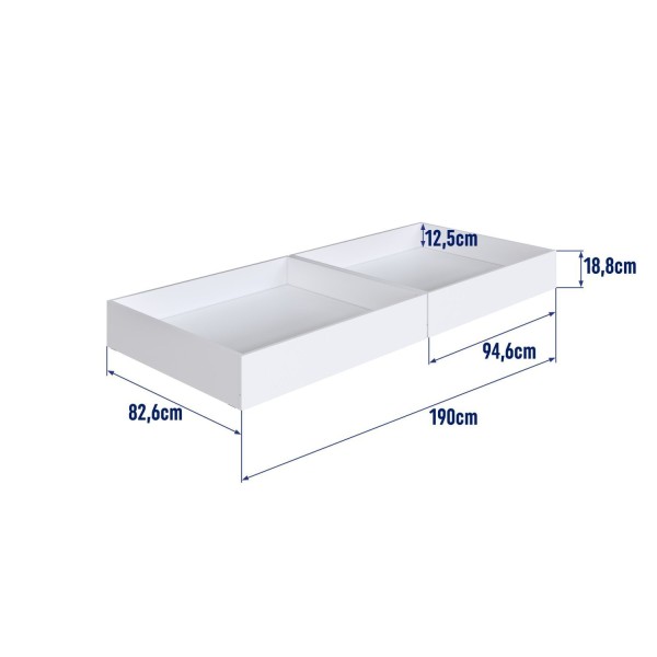 Encontraproduto.com.br - Conjunto 2 Gavetões Individuais Para Beliche Infantil Branco