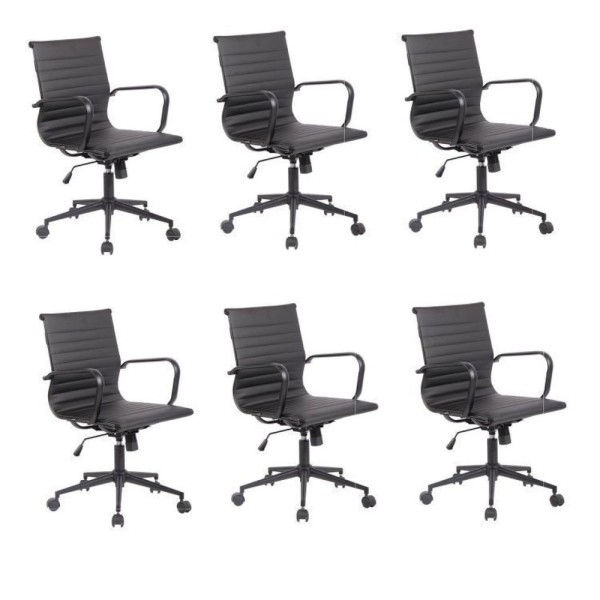 Encontraproduto.com.br - Conjunto 6 Cadeiras De Escritório Diretor Sevilha Com Base Office Aço Preto Preto