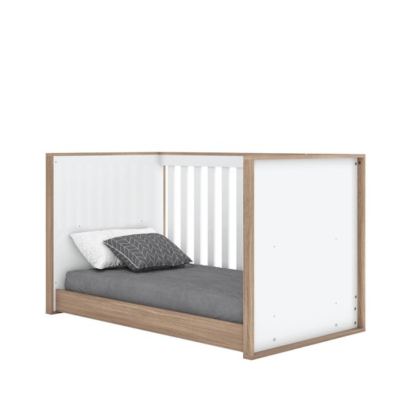 Encontraproduto.com.br - Quarto de Bebê com Guarda Roupa 4 Portas e Berço 3 em 1 Retrô Theo Espresso Móveis Branco/Jequitibá HP