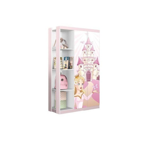 Encontraproduto.com.br - Conjunto Quarto Infantil Guarda Roupa 2 Portas Cômoda 3 Gavetas Lara E Cama Princesa Rosa