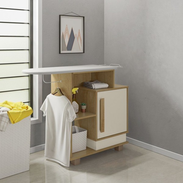 Encontraproduto.com.br - Armário Multiuso Com Tábua De Passar 1 Porta Havaí Cinamomo/Off White