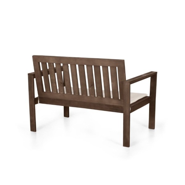 Encontraproduto.com.br - Conjunto Bancos 2 E 3 Lugares Com Almofadas E Mesa Apoio Orquídea Nogueira