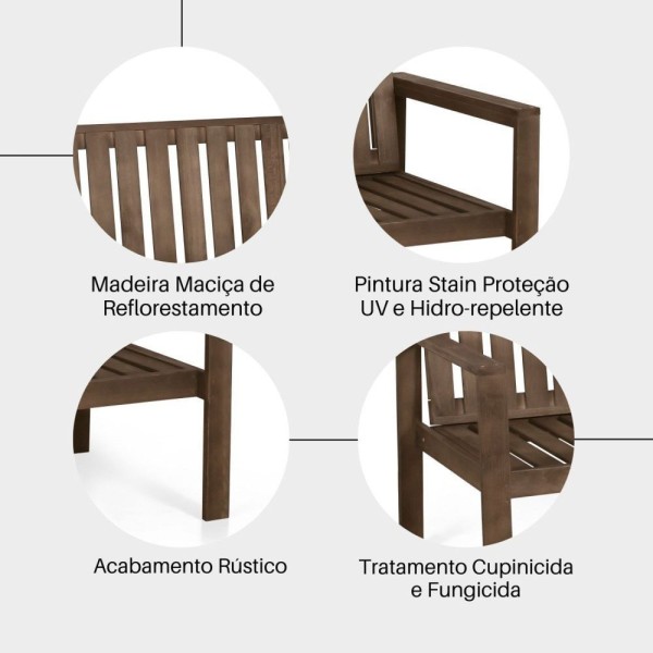 Encontraproduto.com.br - Conjunto Bancos 2 E 3 Lugares Com Almofadas E Mesa Apoio Orquídea Nogueira