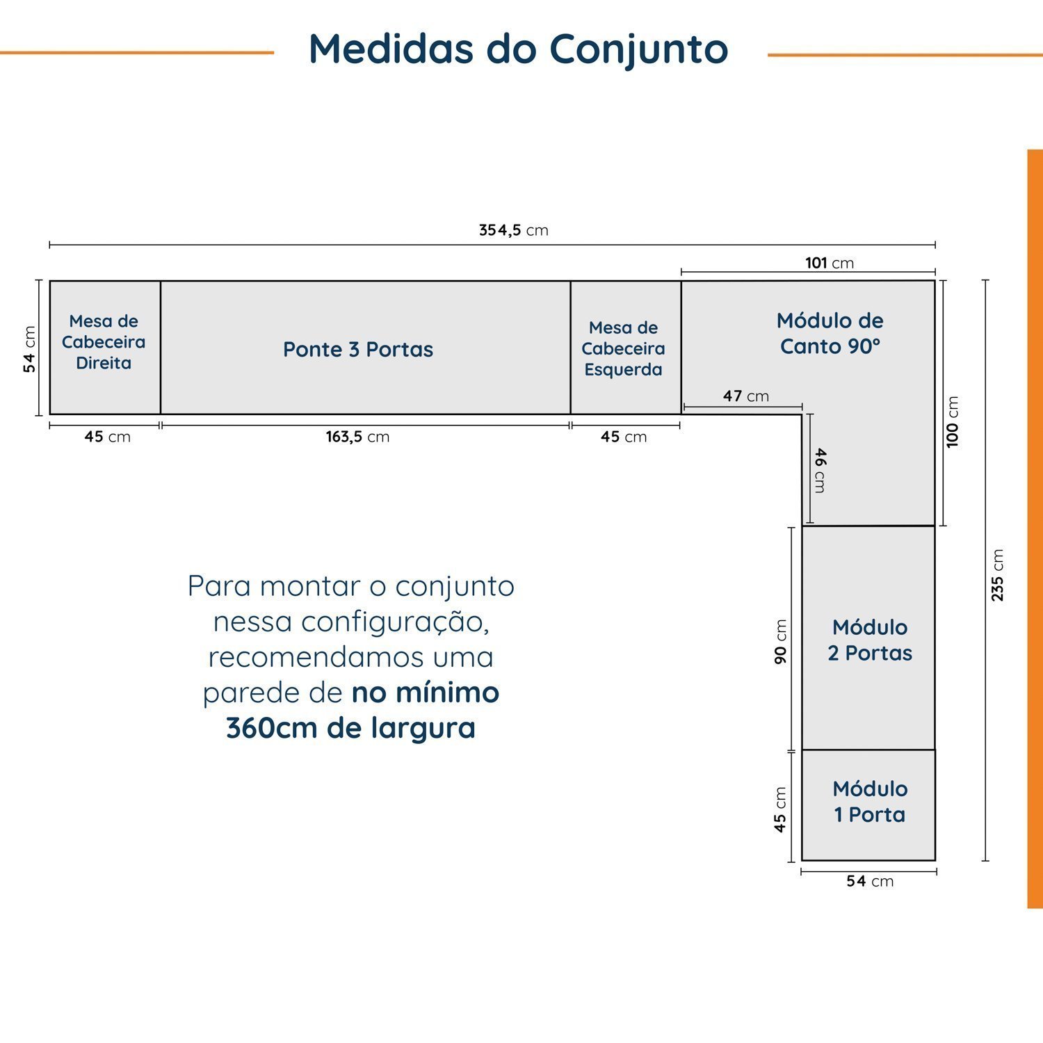 Guarda Roupa Modulado De Canto 6 Peças Com 2 Mesas De Cabeceira Hera Cabecasa Madeiramadeira Preto
