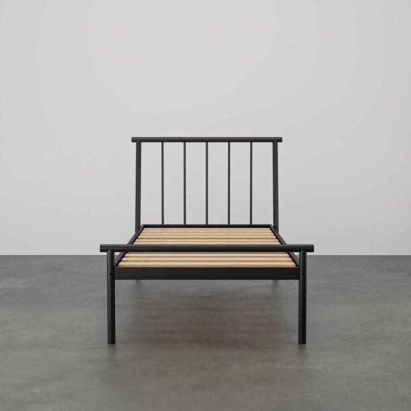 Encontraproduto.com.br - Cama Solteiro Em Aço Begônia Cabecasa Madeiramadeira Cinza Grafite