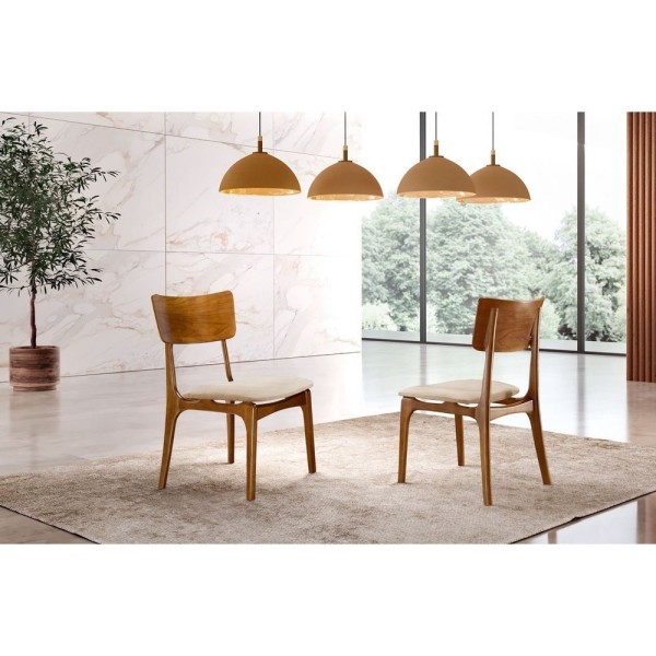 Encontraproduto.com.br - Mesa De Jantar Tampo De Madeira Topazio Com 6 Cadeiras Ravena Cinamomo Imbuia/off White